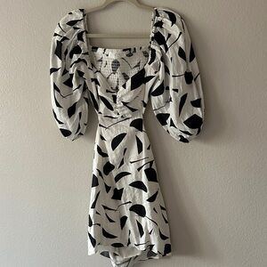 Cutout Black and White Patterned Dress